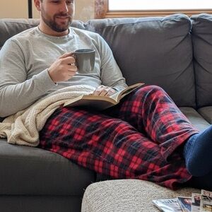 Nautica Red and Navy Plaid Lounge Pants Size L